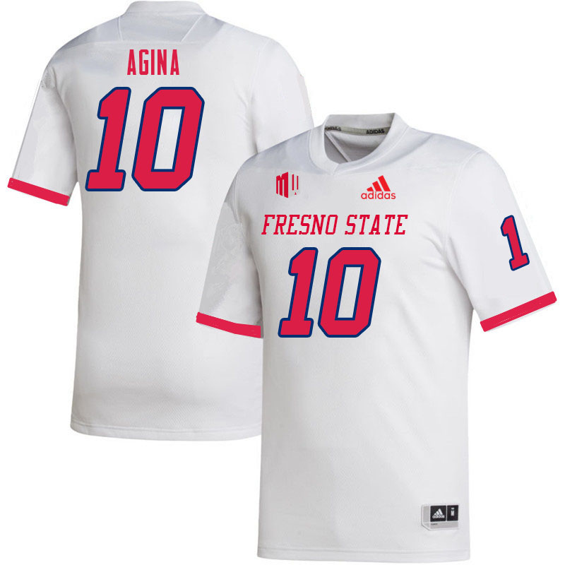 Men #10 Kosi Agina Fresno State Bulldogs College Football Jerseys Sale-White